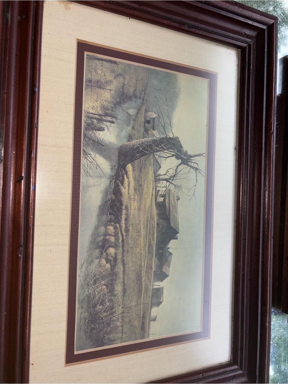 Ben Hamilton Framed Vintage Landscape Print in Brown Wood Frame